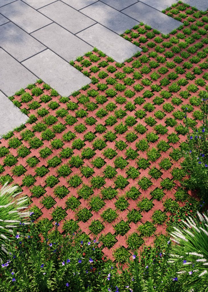 Тротуарна плитка-решітка міні червона