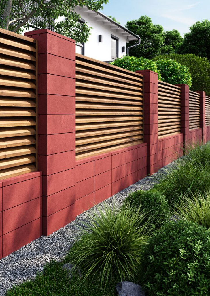 Блок на паркан модульний червоний з парапетами