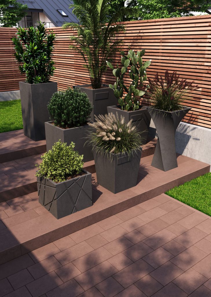 Бетонне кашпо для квітів чорне