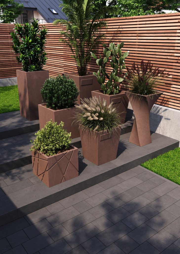 Бетонне кашпо для квітів коричневе