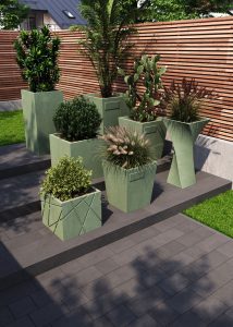 Бетонне кашпо для квітів зелене