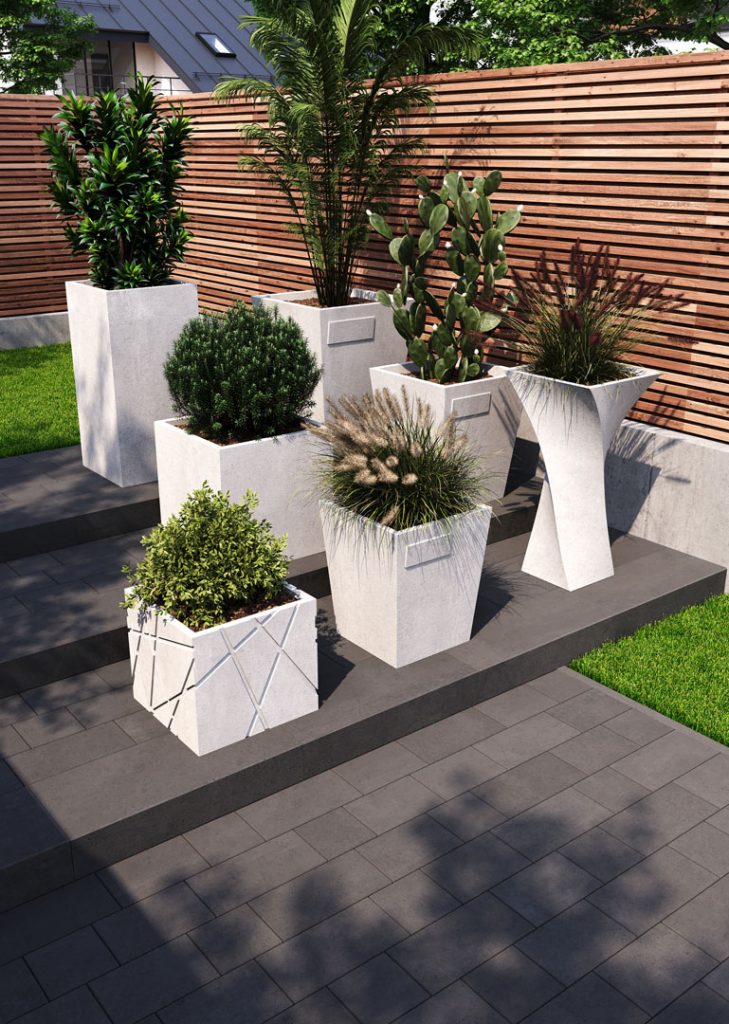 Бетонне кашпо для квітів біле