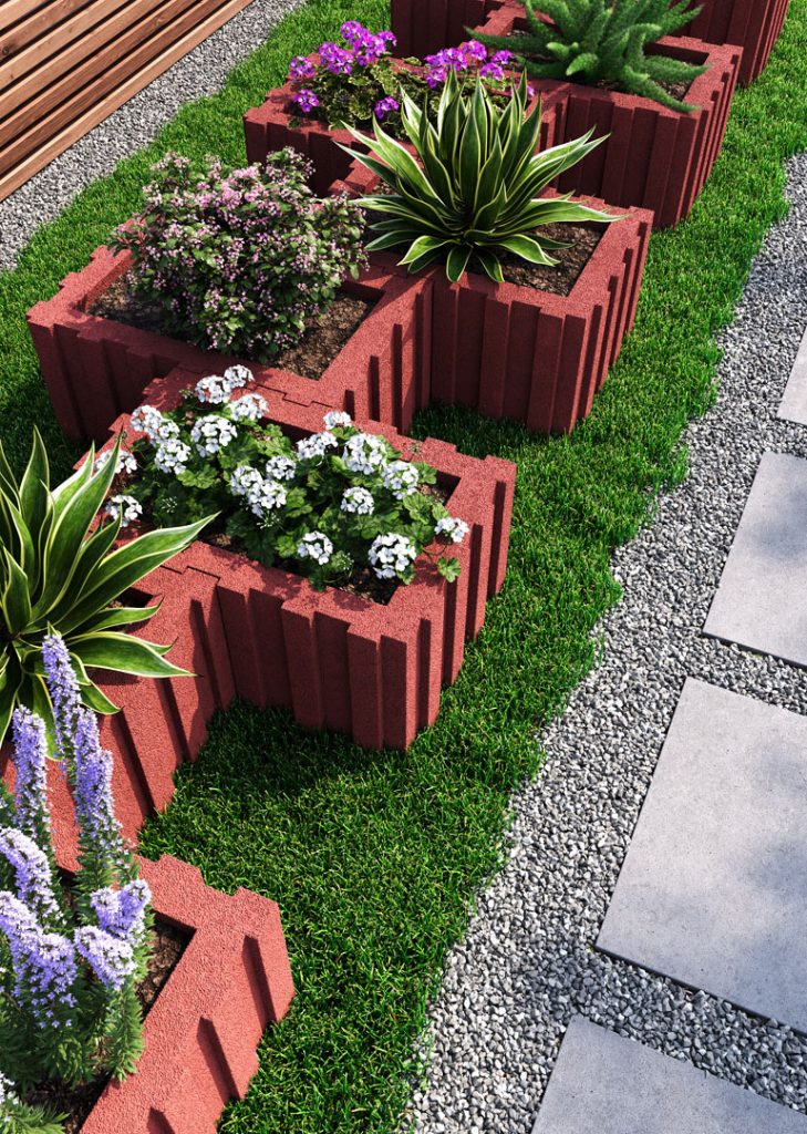 Квітник бетонний сірий червоний