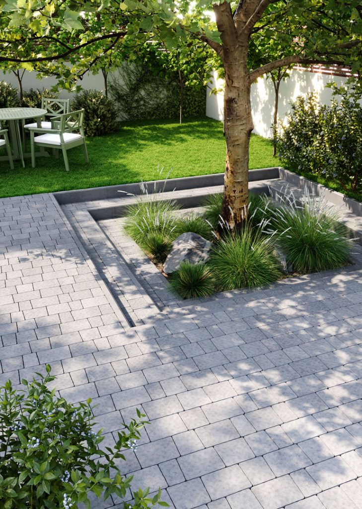 Бруківка Римський камінь сіра, дизайн подвір'я