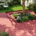 Бруківка Римський камінь червона, дизайн подвір'я