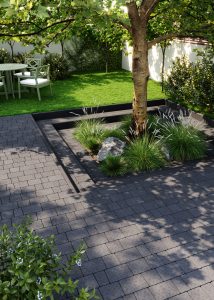 Бруківка Римський камінь чорна, дизайн подвір'я
