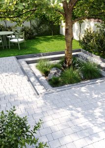 Бруківка Римський камінь біла, дизайн подвір'я