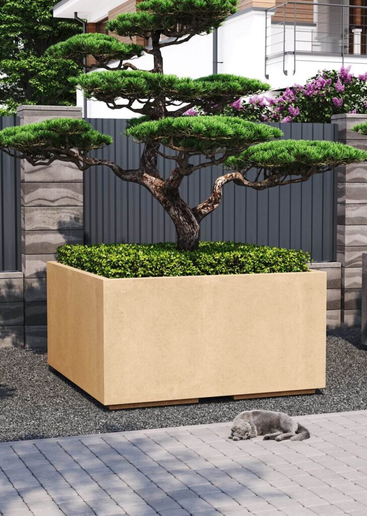 Горщик для квітів бетонний бежевий