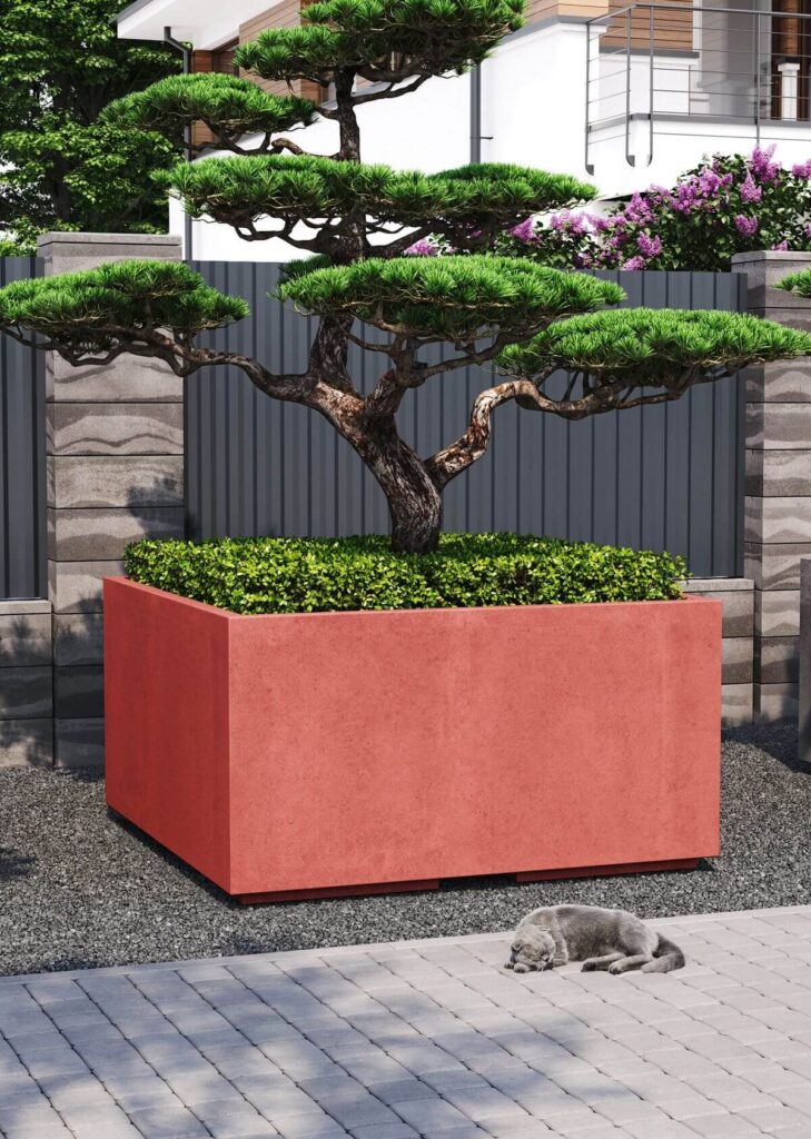 Горщик для квітів бетонний червоний