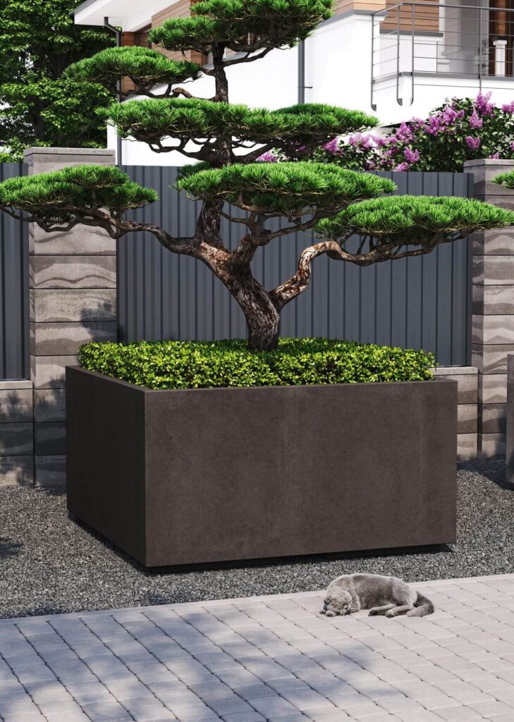 Горщик для квітів бетонний чорний