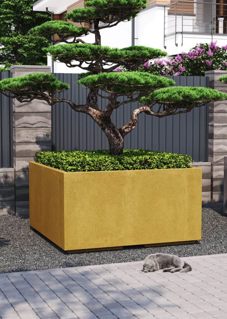 Горщик для квітів бетонний жовтий