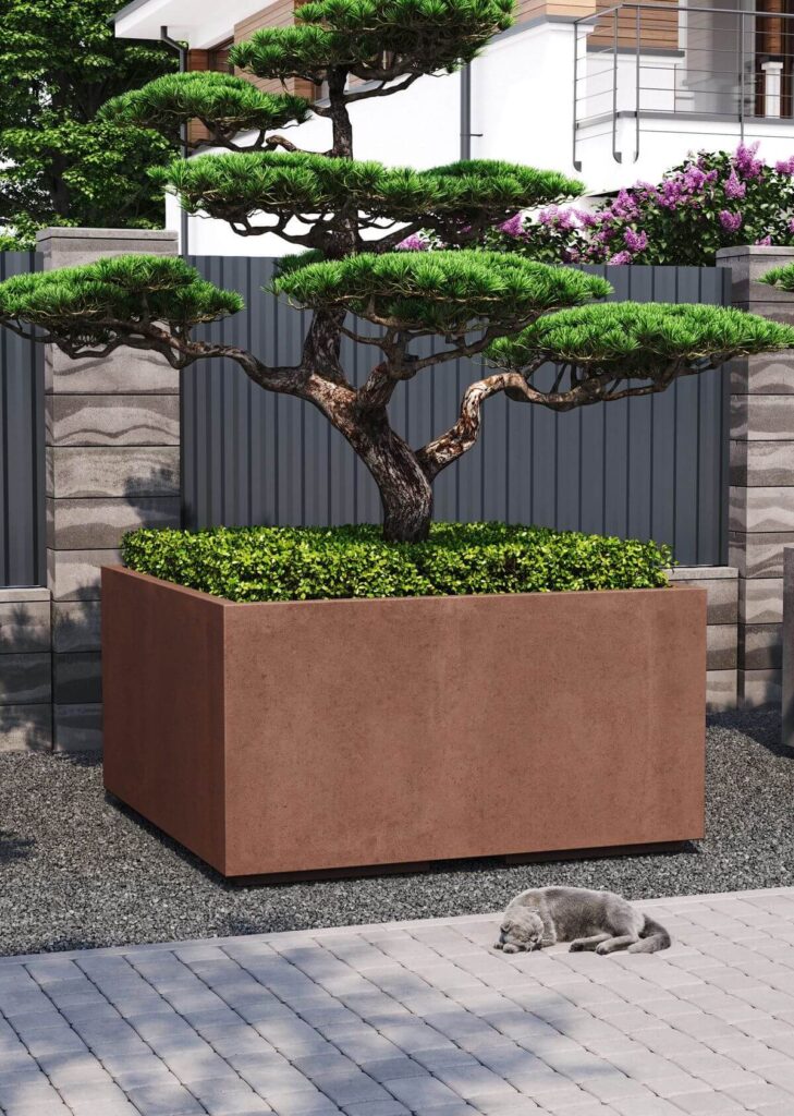 Горщик для квітів бетонний коричневий