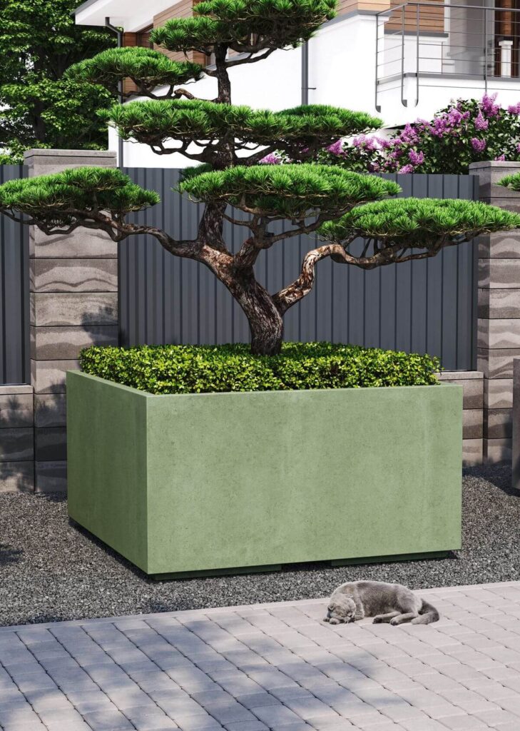 Горщик для квітів бетонний зелений