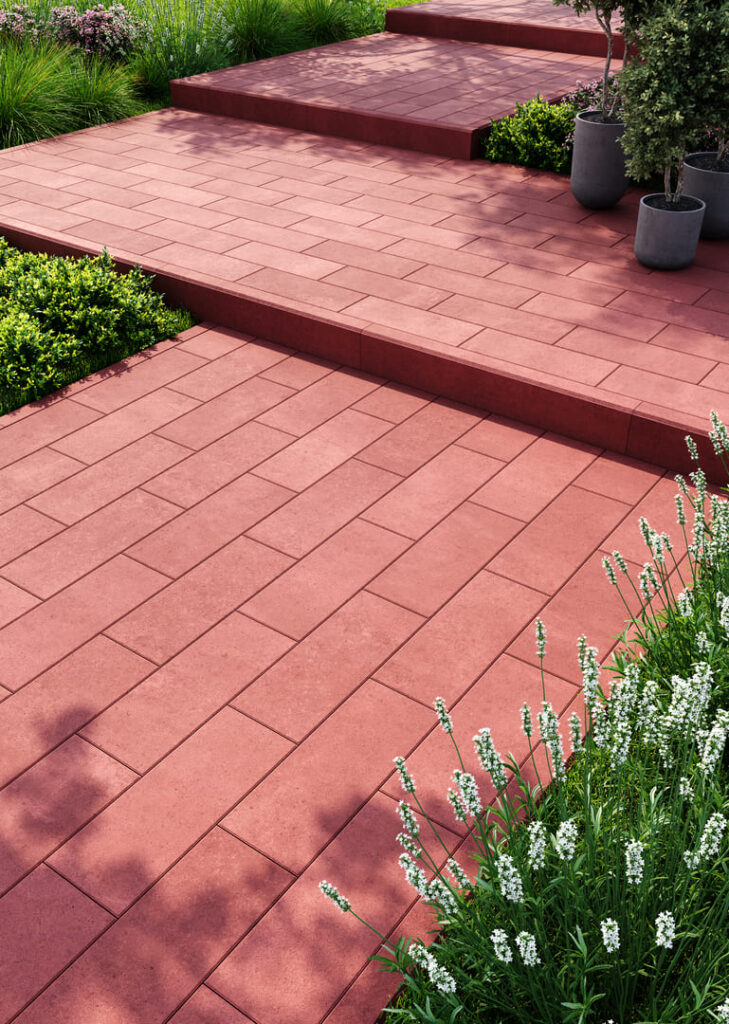 Покриття для тераси, плитка червона