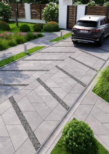 Сучасна бруківка плитка Трапеція сіра