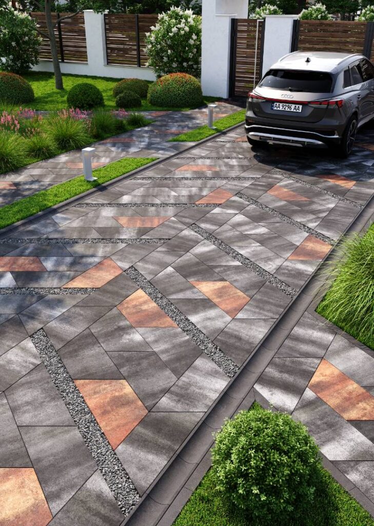 Сучасна бруківка плитка Парма мікс кольорів антрацит-Б